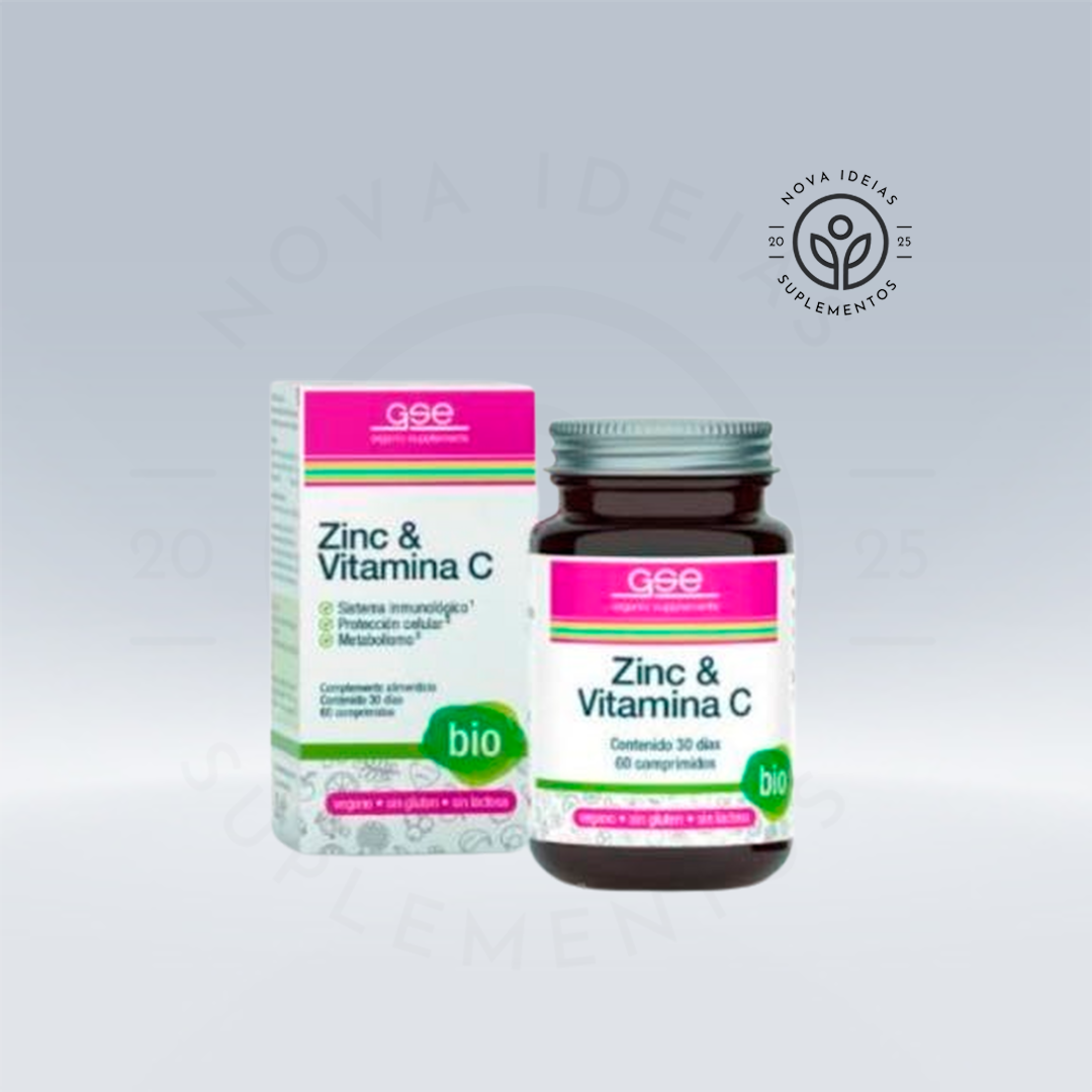 Zinco + Vitamina C 60 comprimidos. Biológico e Vegano.