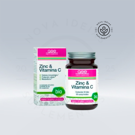 Zinco + Vitamina C 60 comprimidos. Biológico e Vegano.