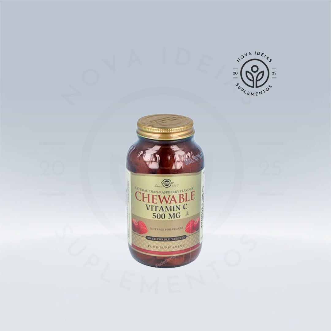 Vitamina C 500mg. Framboesa, 90 comprimidos mastigáveis